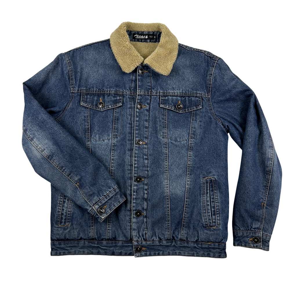 Zicac Jacket Mens Medium Sherpa Lined Denim Trucker Classic Western One Jeans